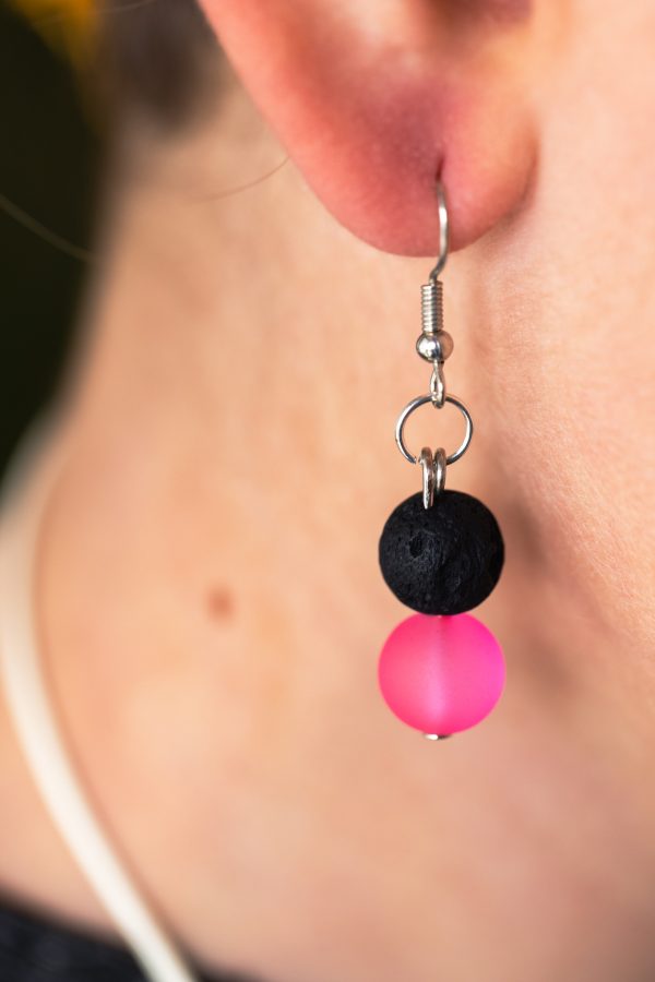 Ohrringe pink/schwarz